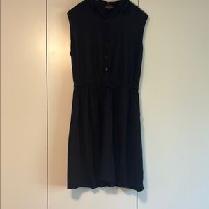 Merona Black A-Line Midi Dress with Peter Pan Collar